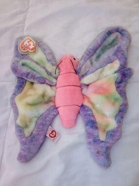 Ty "Flitter" Purple & Pink Butterfly Beanie Baby Plush Collectible Toy